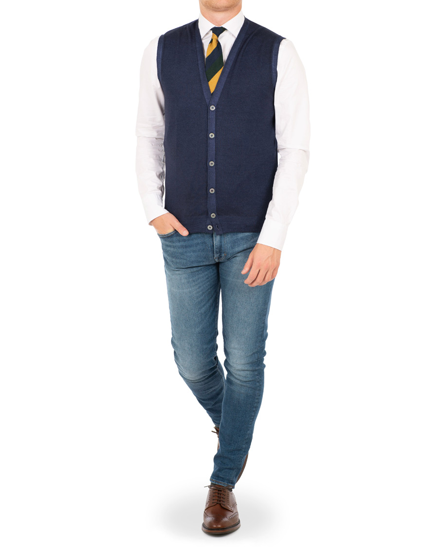 Herre | Gensere | Gran Sasso | Vintage Merino Fashion Fit Slipover Navy
