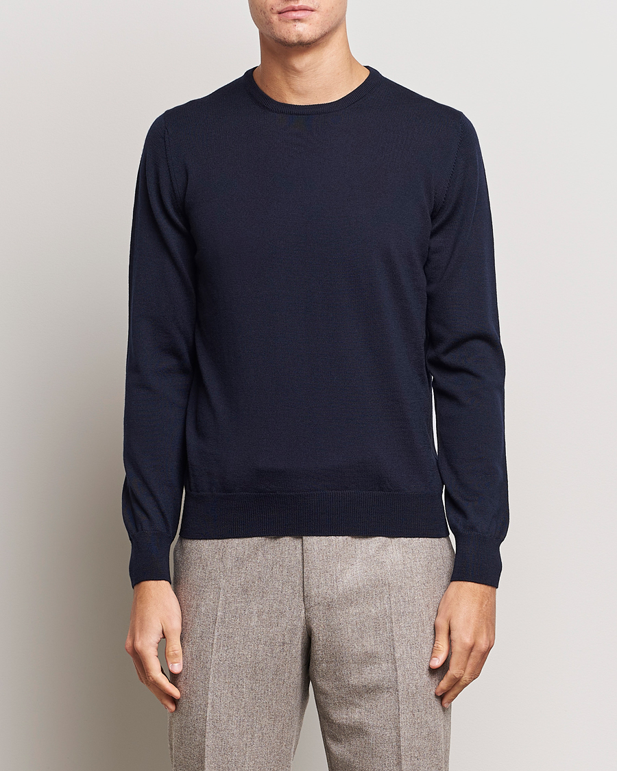 Herre | Gensere | Gran Sasso | Merino Fashion Fit Crew Neck Pullover Navy