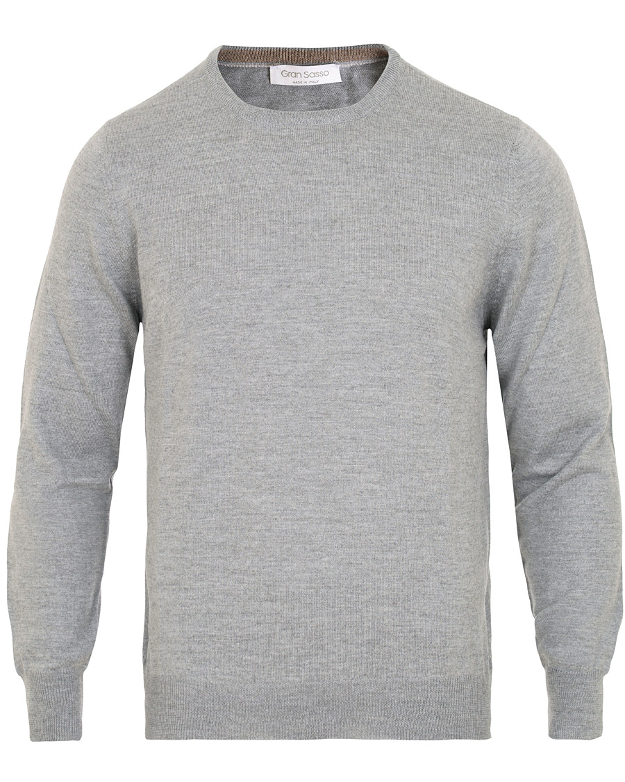 Herre | Gensere | Gran Sasso | Merino Fashion Fit Crew Neck Pullover Light Grey