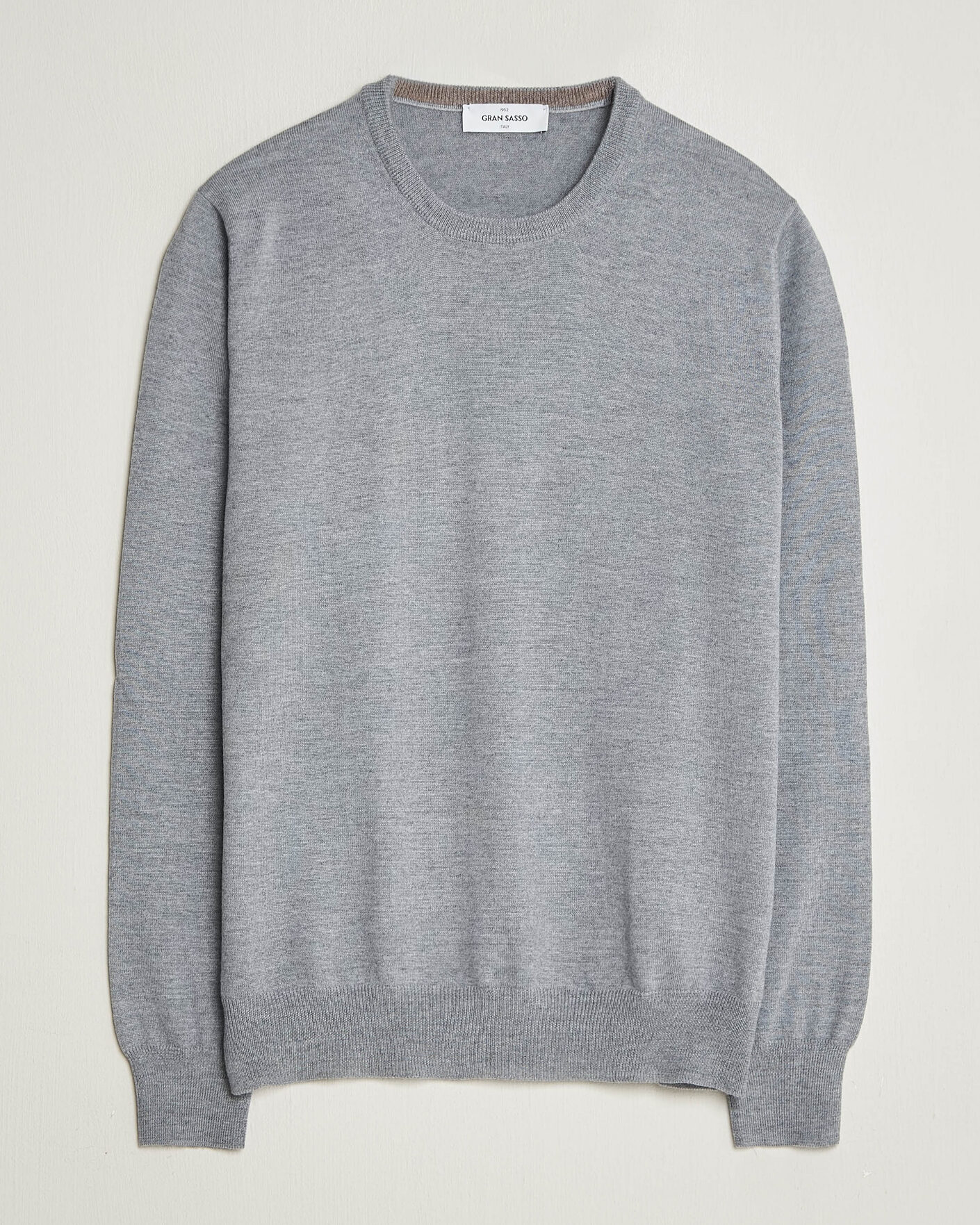 Herre | Gensere | Gran Sasso | Merino Fashion Fit Crew Neck Pullover Light Grey