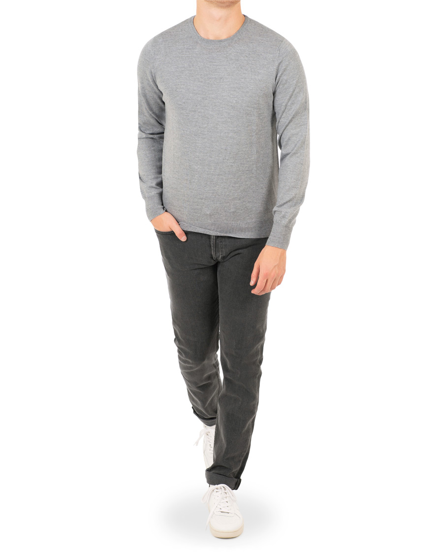 Herre | Gensere | Gran Sasso | Merino Fashion Fit Crew Neck Pullover Light Grey