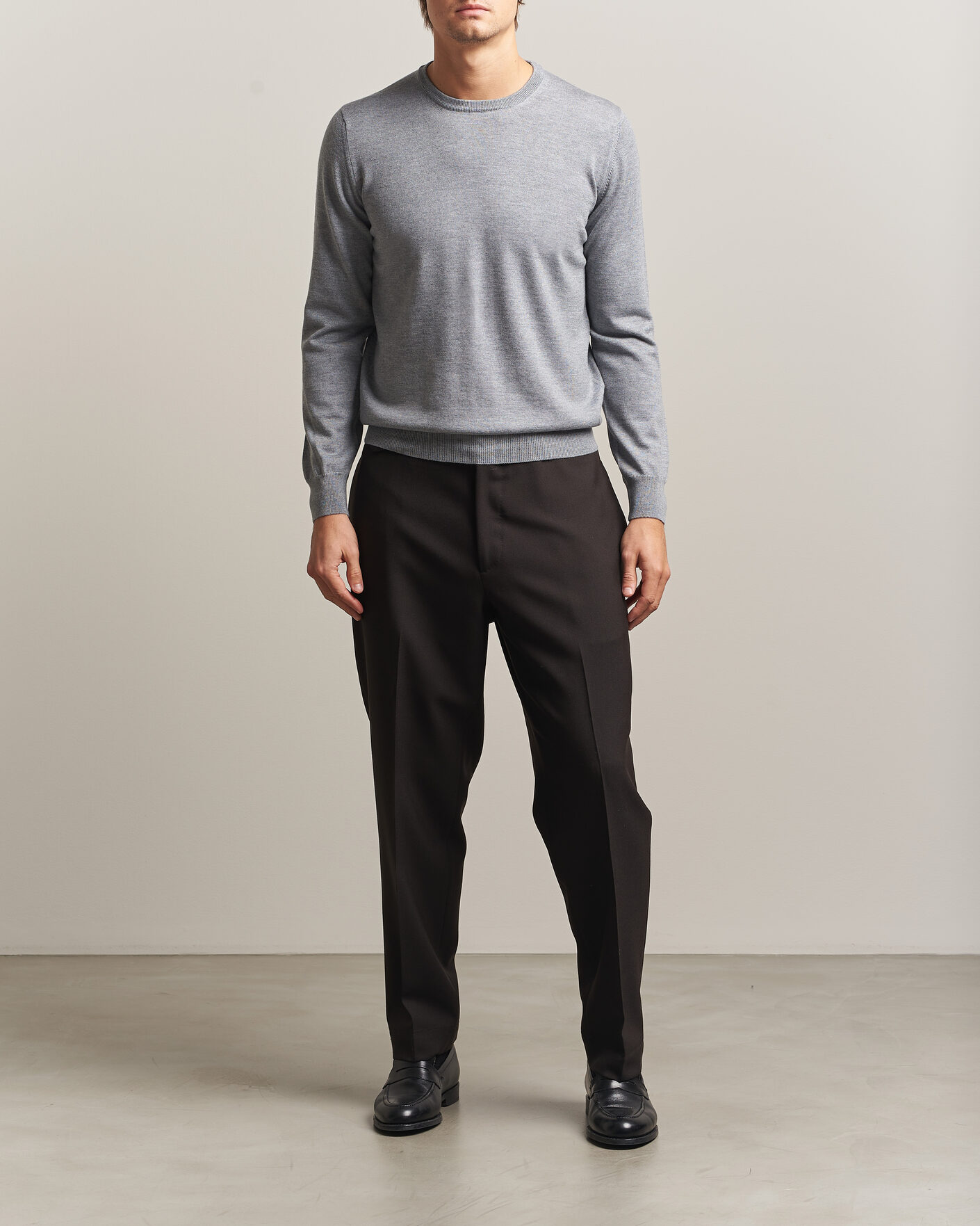Herre | Gensere | Gran Sasso | Merino Fashion Fit Crew Neck Pullover Light Grey