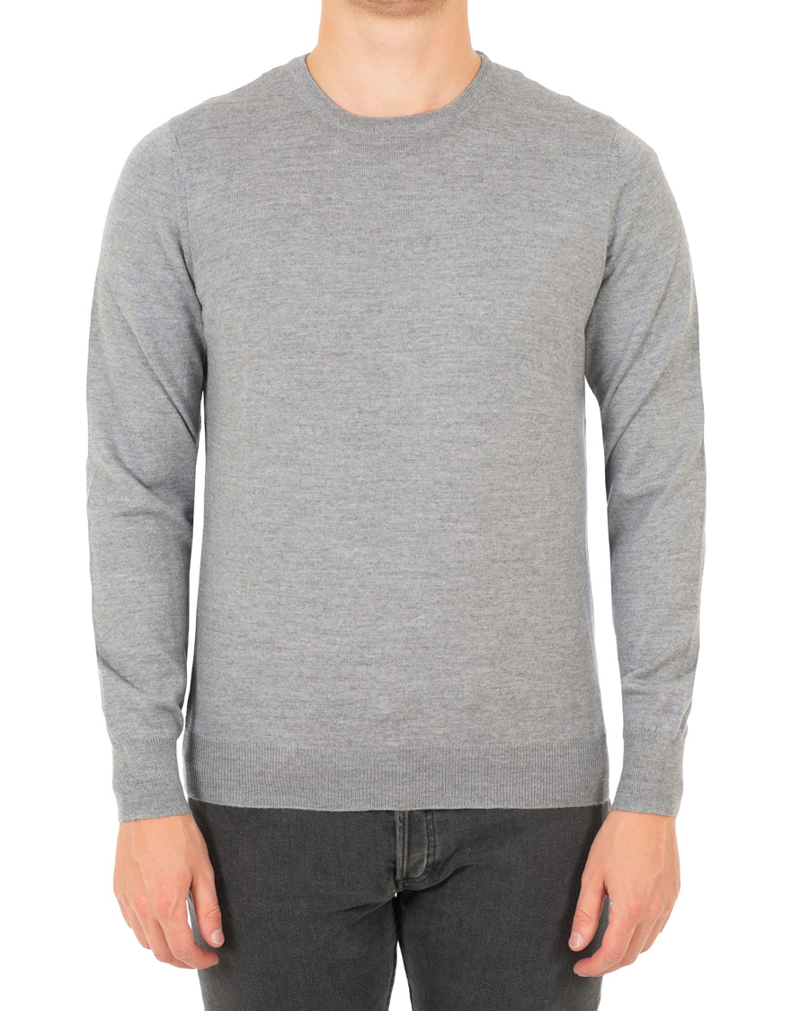 Herre | Gensere | Gran Sasso | Merino Fashion Fit Crew Neck Pullover Light Grey
