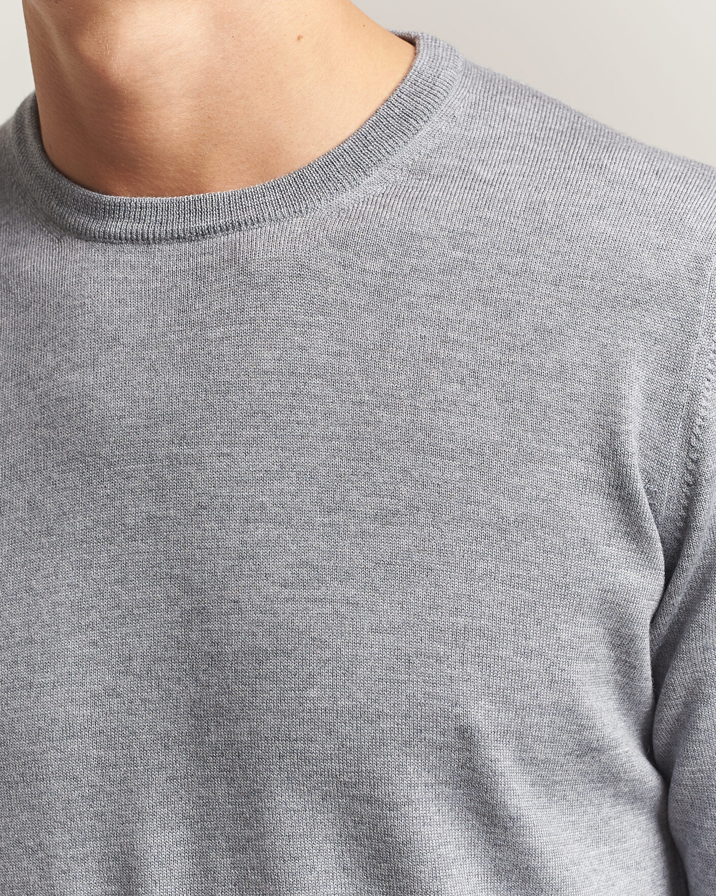 Herre | Gensere | Gran Sasso | Merino Fashion Fit Crew Neck Pullover Light Grey