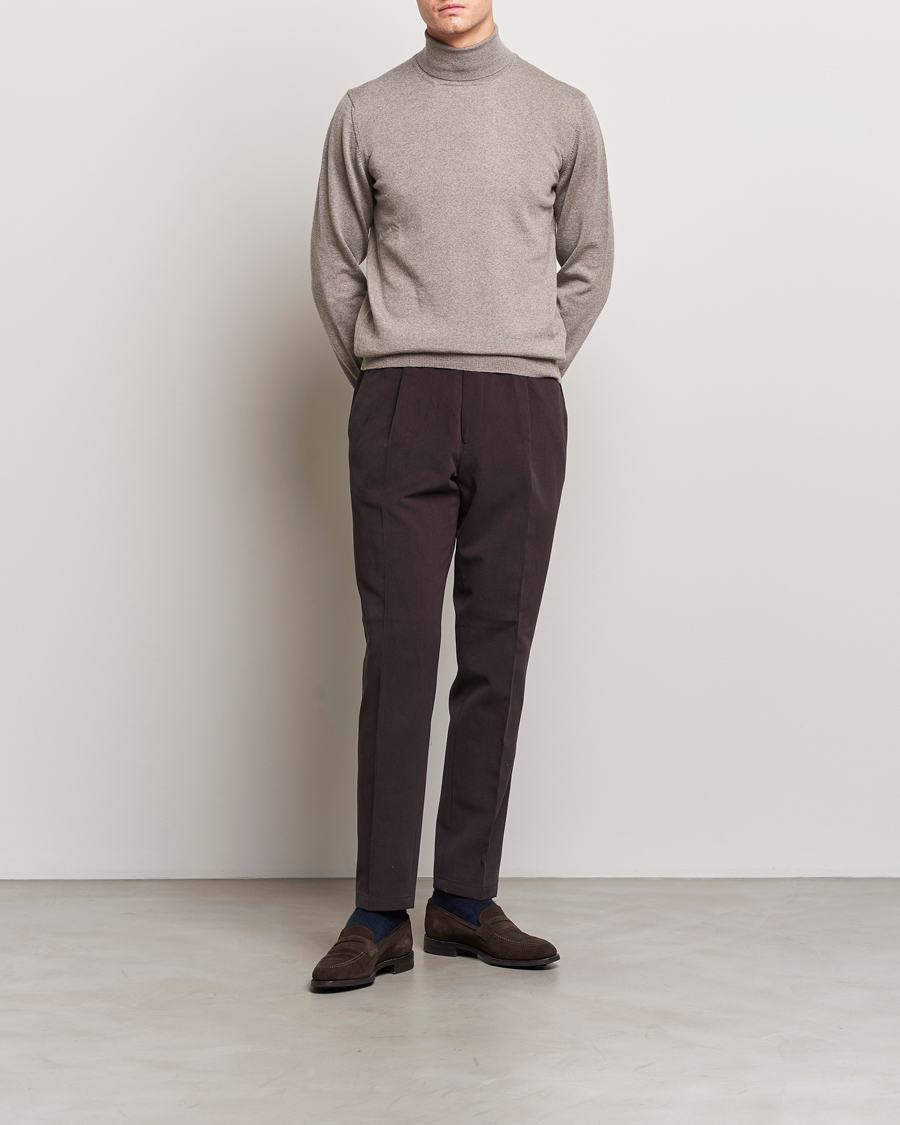 Herre | Gensere | Gran Sasso | Merino Fashion Fit Rollneck Beige