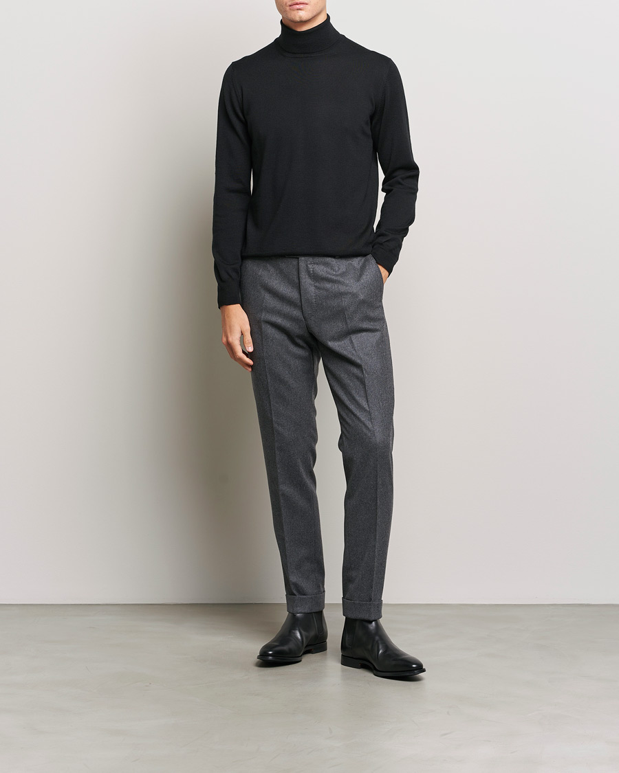 Herre | Gensere | Gran Sasso | Merino Fashion Fit Rollneck Black