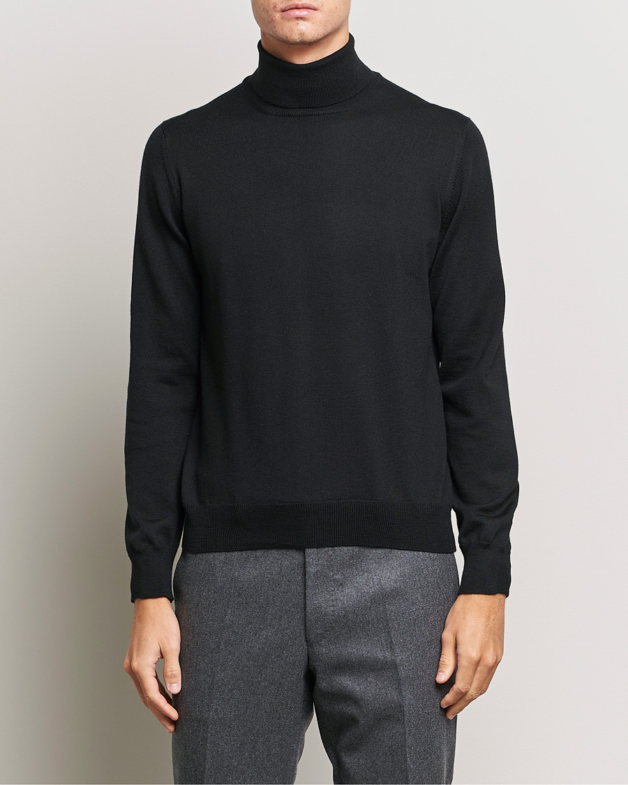 Herre | Gensere | Gran Sasso | Merino Fashion Fit Rollneck Black