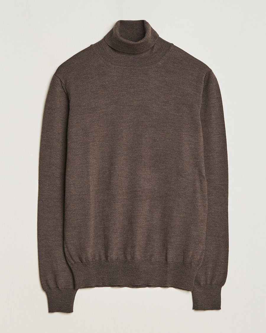 Herre | Gensere | Gran Sasso | Merino Fashion Fit Rollneck Brown