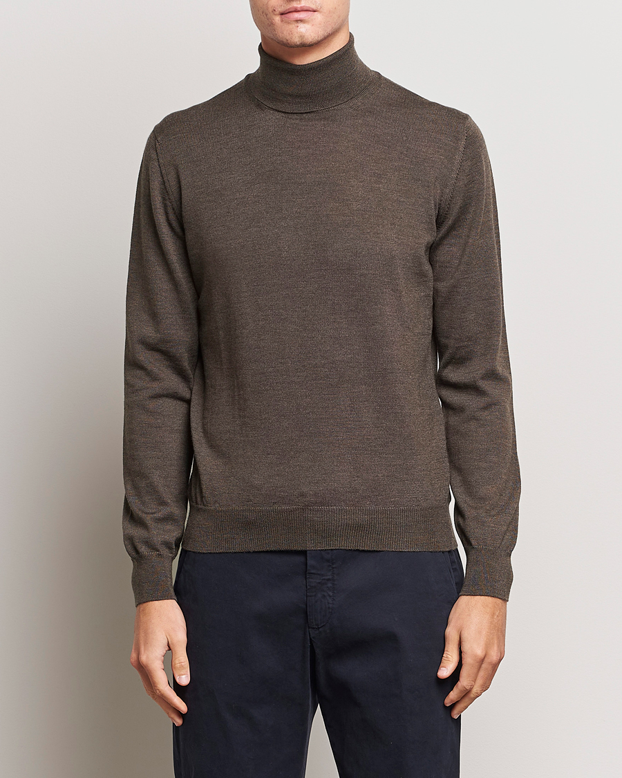 Herre | Gensere | Gran Sasso | Merino Fashion Fit Rollneck Brown
