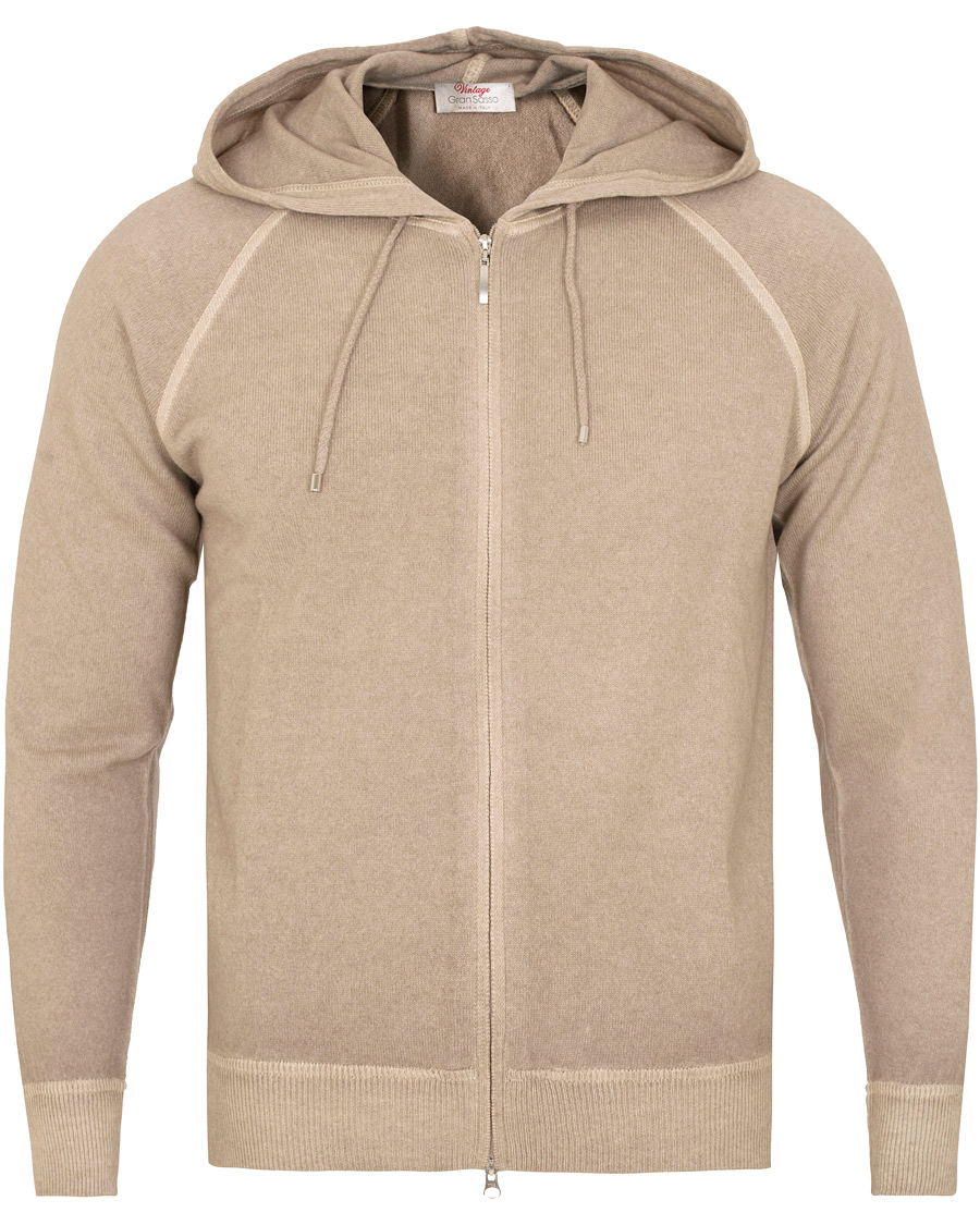 Herre | Gensere | Gran Sasso | Vintage Merino Fashion Fit Full Zip Hoodie Beige