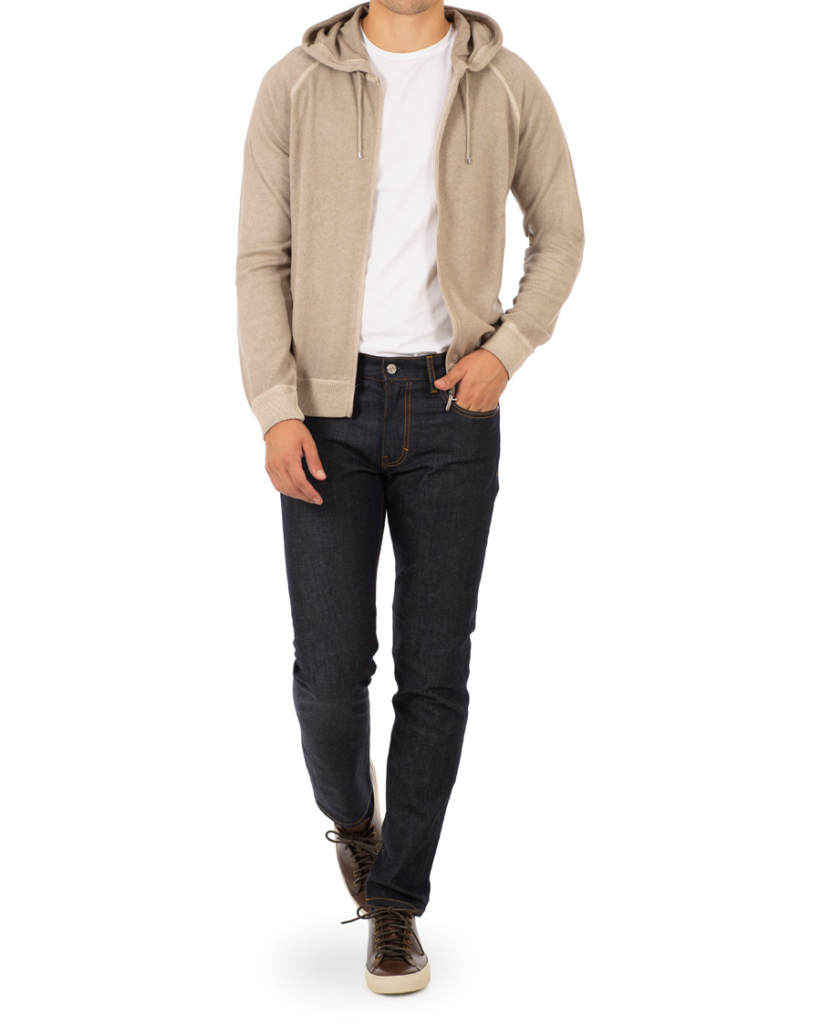 Herre | Gensere | Gran Sasso | Vintage Merino Fashion Fit Full Zip Hoodie Beige
