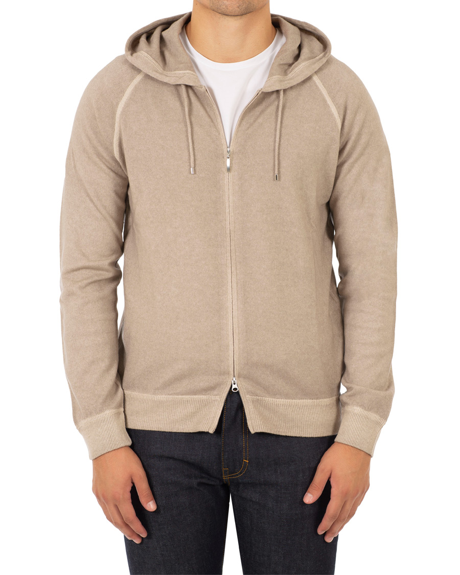 Herre | Gensere | Gran Sasso | Vintage Merino Fashion Fit Full Zip Hoodie Beige