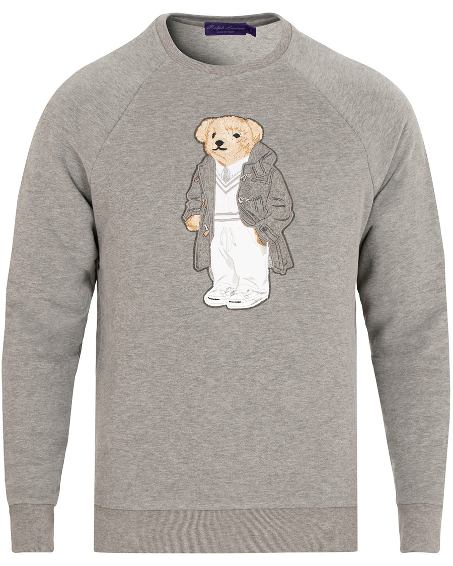 Herre | Gensere | Ralph Lauren Purple Label | Luxury Fleece Polo Bear Sweatshirt Light Grey Melange