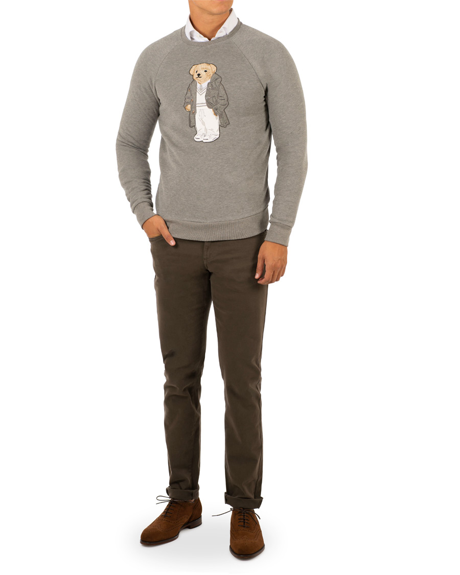 Herre | Gensere | Ralph Lauren Purple Label | Luxury Fleece Polo Bear Sweatshirt Light Grey Melange