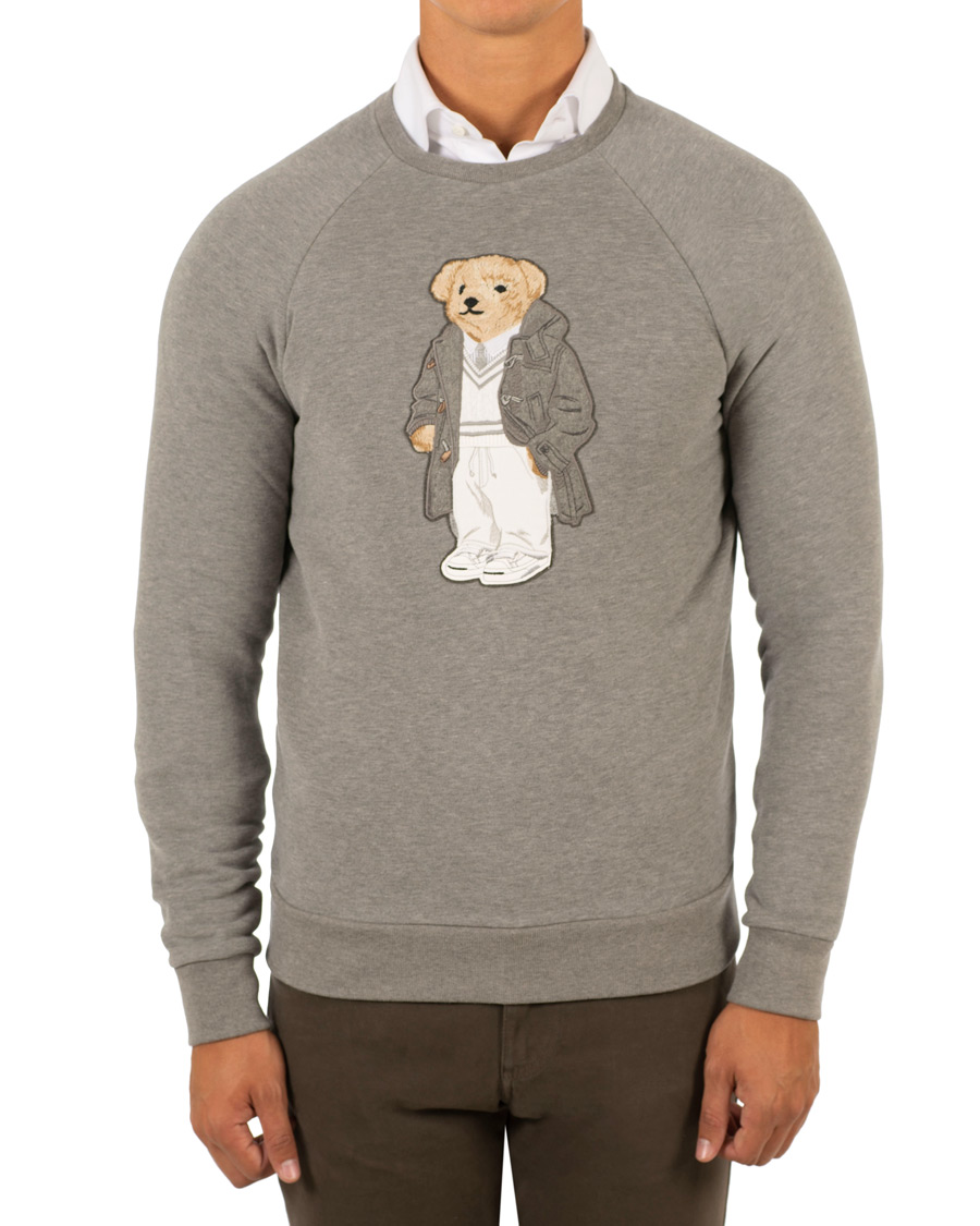 Herre | Gensere | Ralph Lauren Purple Label | Luxury Fleece Polo Bear Sweatshirt Light Grey Melange