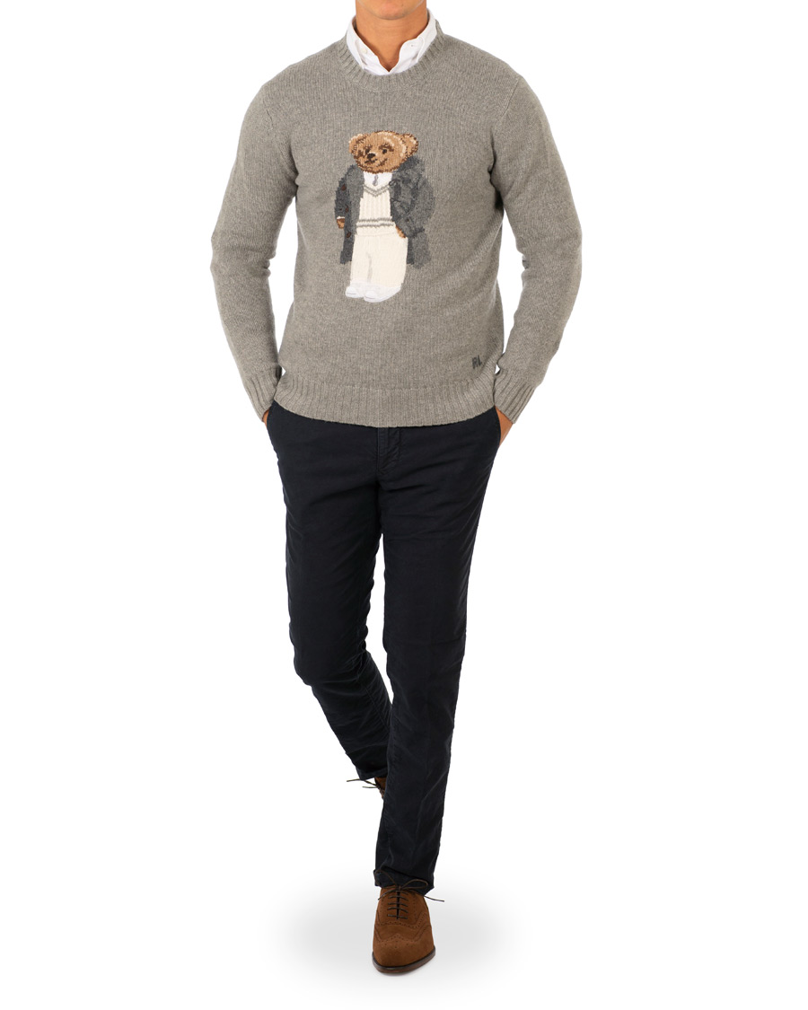 Herre | Gensere | Ralph Lauren Purple Label | Cashmere Polo Sweater Classic Light Grey Heather