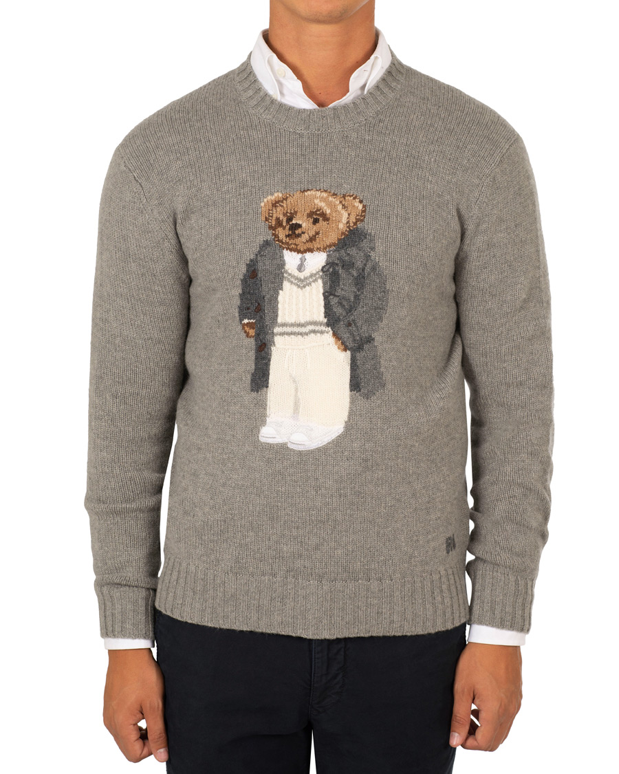 Herre | Gensere | Ralph Lauren Purple Label | Cashmere Polo Sweater Classic Light Grey Heather