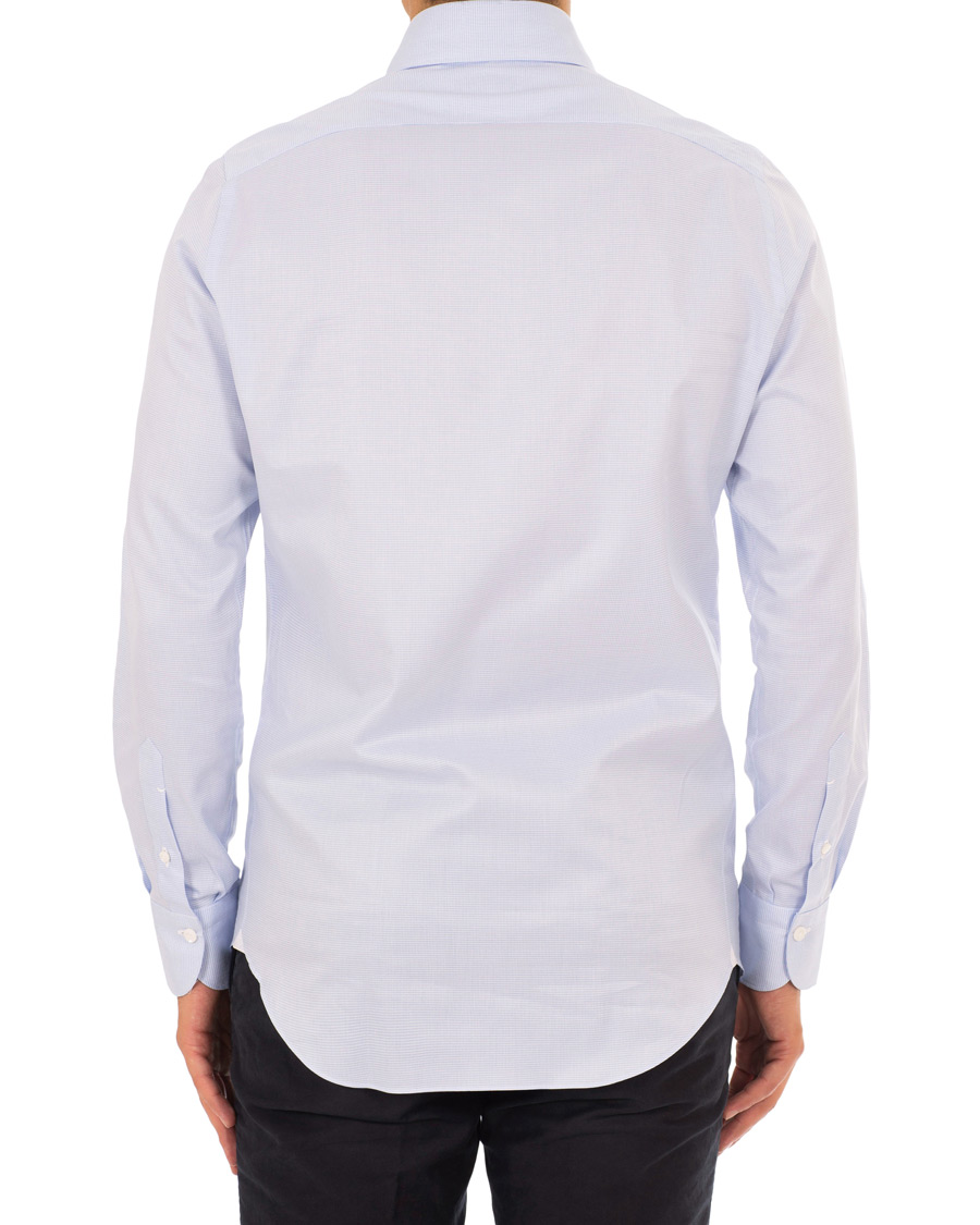 Herre | Skjorter | Finamore Napoli | Milano Slim Fit Twill Micro Fancy Shirt Light Blue