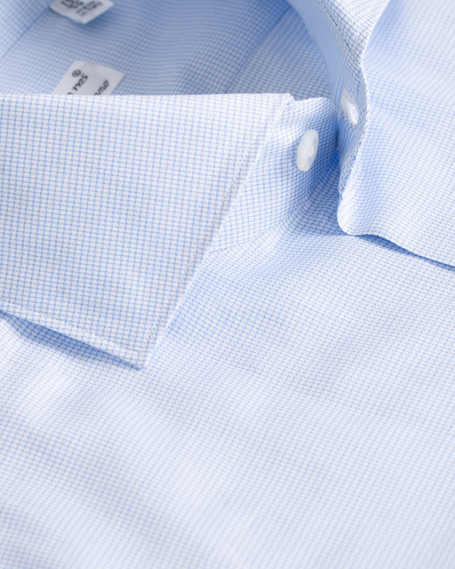 Herre | Skjorter | Finamore Napoli | Milano Slim Fit Twill Micro Fancy Shirt Light Blue