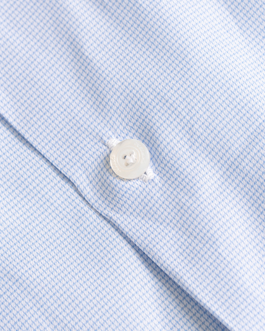 Herre | Skjorter | Finamore Napoli | Milano Slim Fit Twill Micro Fancy Shirt Light Blue