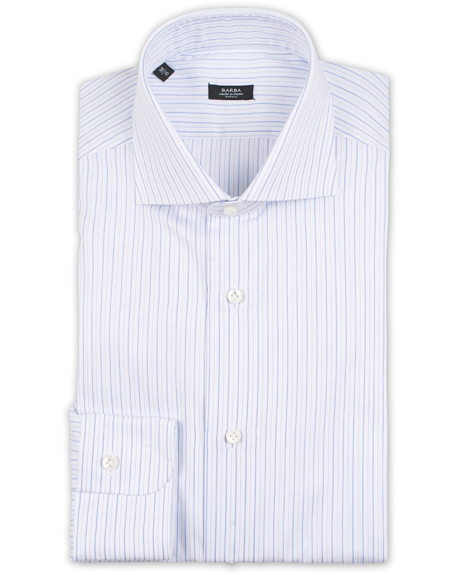Herre | Skjorter | Barba Napoli | Slim Fit Thin Stripe Shirt Light Blue