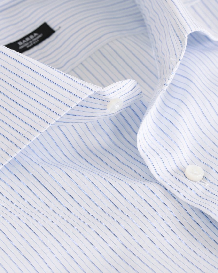 Herre | Skjorter | Barba Napoli | Slim Fit Thin Stripe Shirt Light Blue