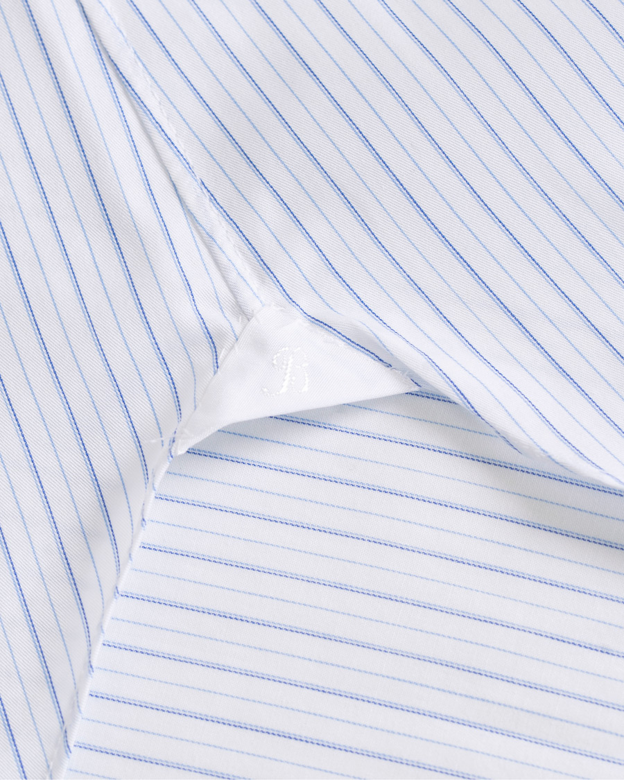 Herre | Skjorter | Barba Napoli | Slim Fit Thin Stripe Shirt Light Blue