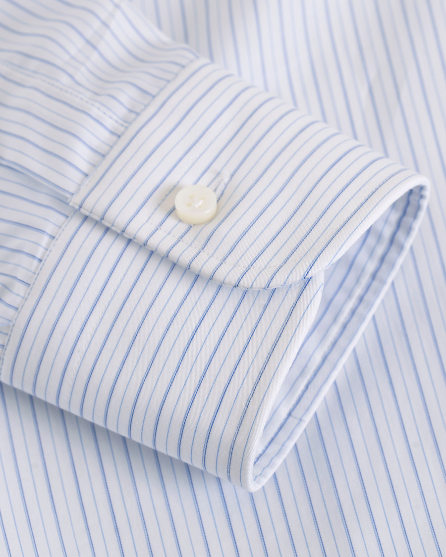 Herre | Skjorter | Barba Napoli | Slim Fit Thin Stripe Shirt Light Blue