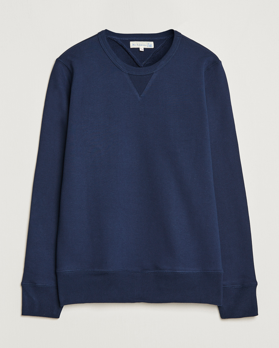 Herre | Gensere | Merz b. Schwanen | Organic Cotton Crew Neck Sweat Ink Blue
