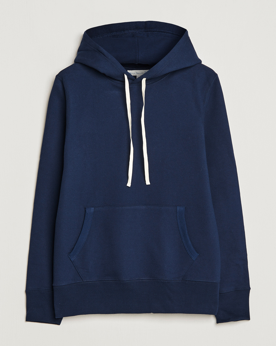 Herre | Gensere | Merz b. Schwanen | Cotton Loopwheeled Hoodie Ink Blue