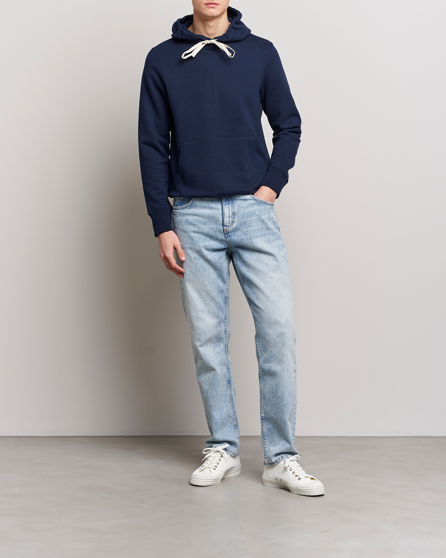 Herre | Gensere | Merz b. Schwanen | Cotton Loopwheeled Hoodie Ink Blue
