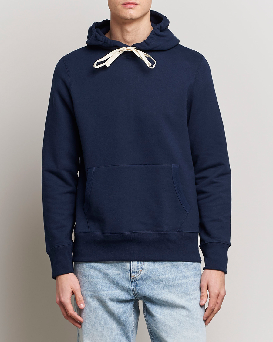 Herre | Gensere | Merz b. Schwanen | Cotton Loopwheeled Hoodie Ink Blue