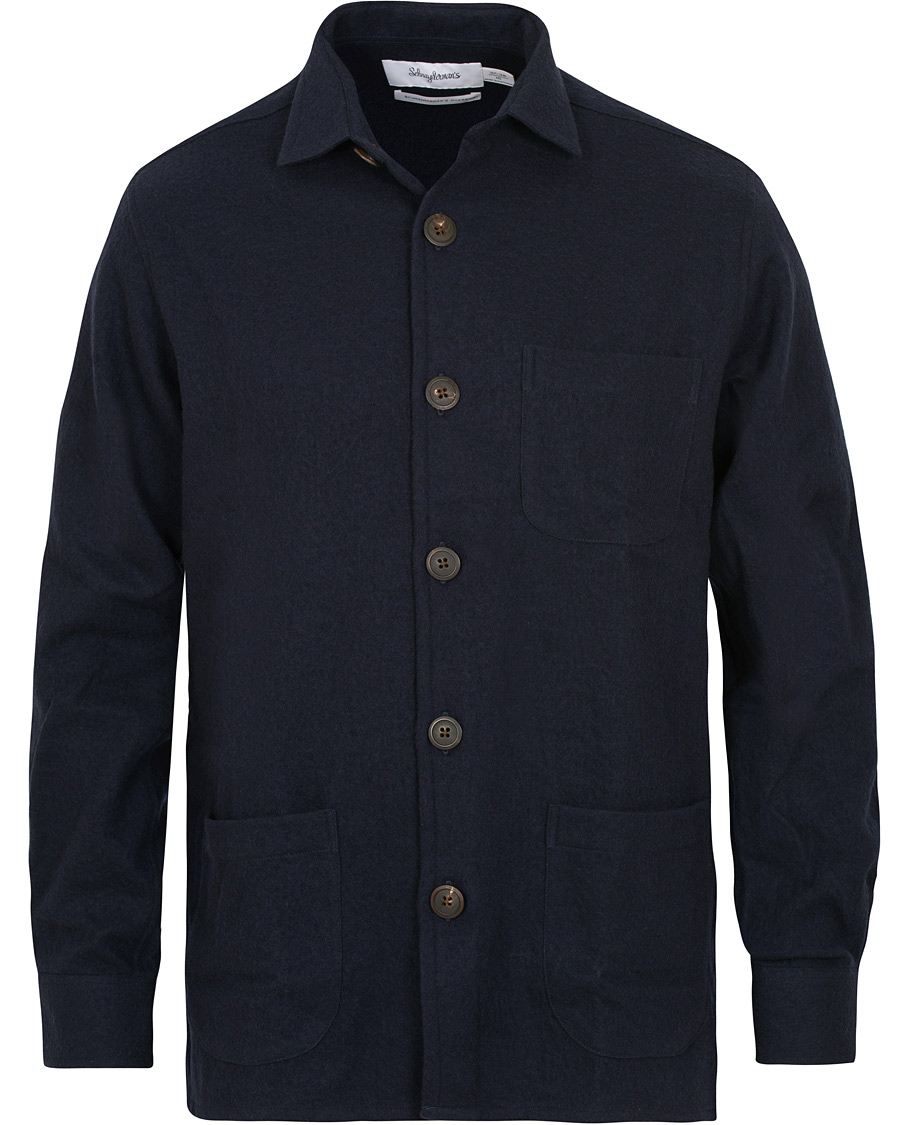 Herre | Jakker | Schnayderman?s | Schnayderman's Wool/Cotton Overshirt Dark Blue