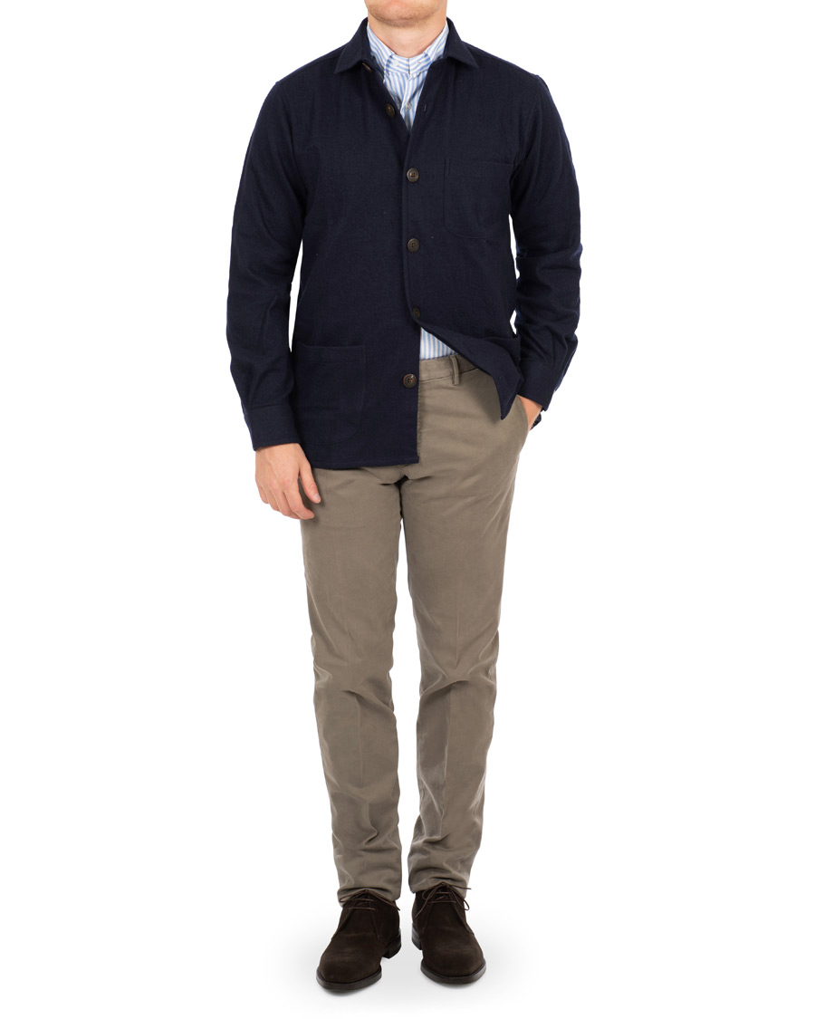 Herre | Jakker | Schnayderman?s | Schnayderman's Wool/Cotton Overshirt Dark Blue