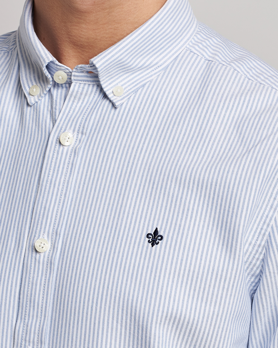 Herre | Skjorter | Morris | Oxford Striped Button Down Cotton Shirt Light Blue