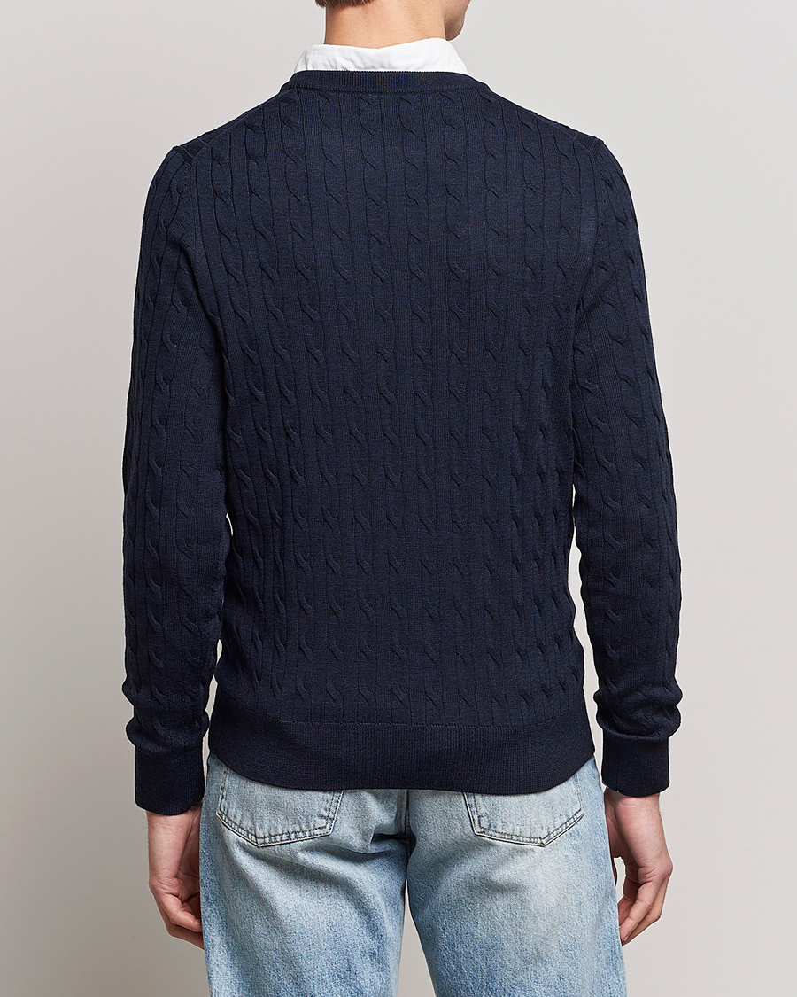 Herre | Gensere | Morris | Merino Cable O-Neck Navy