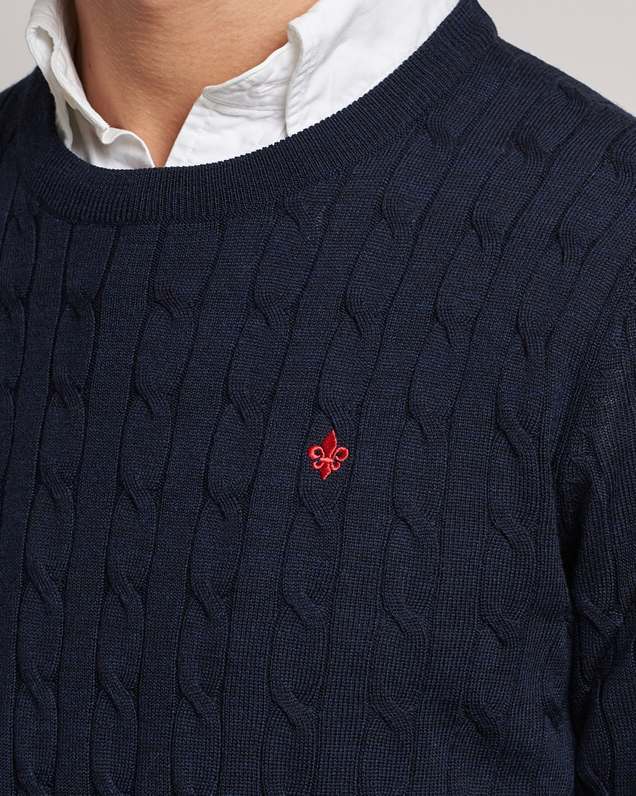 Herre | Gensere | Morris | Merino Cable O-Neck Navy