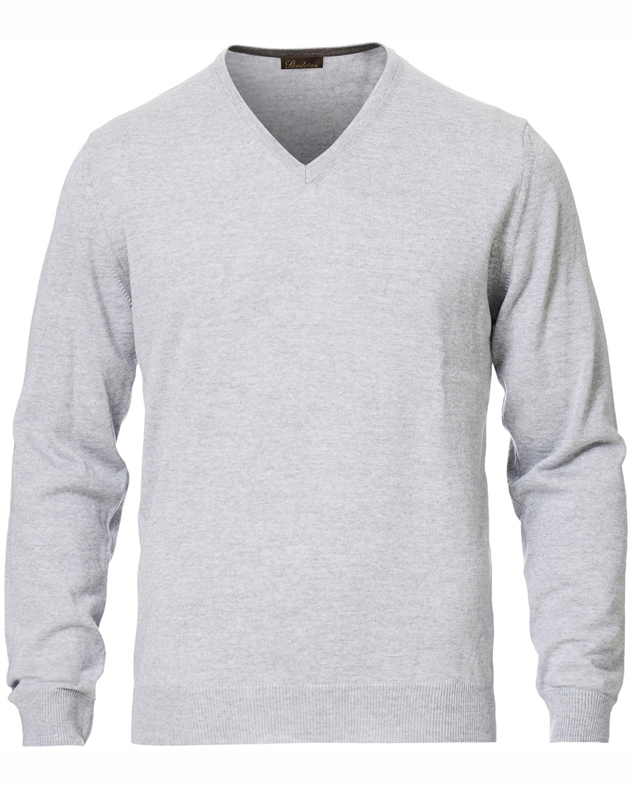 Herre | Gensere | Stenströms | Merino V- Neck Pullover Light Grey