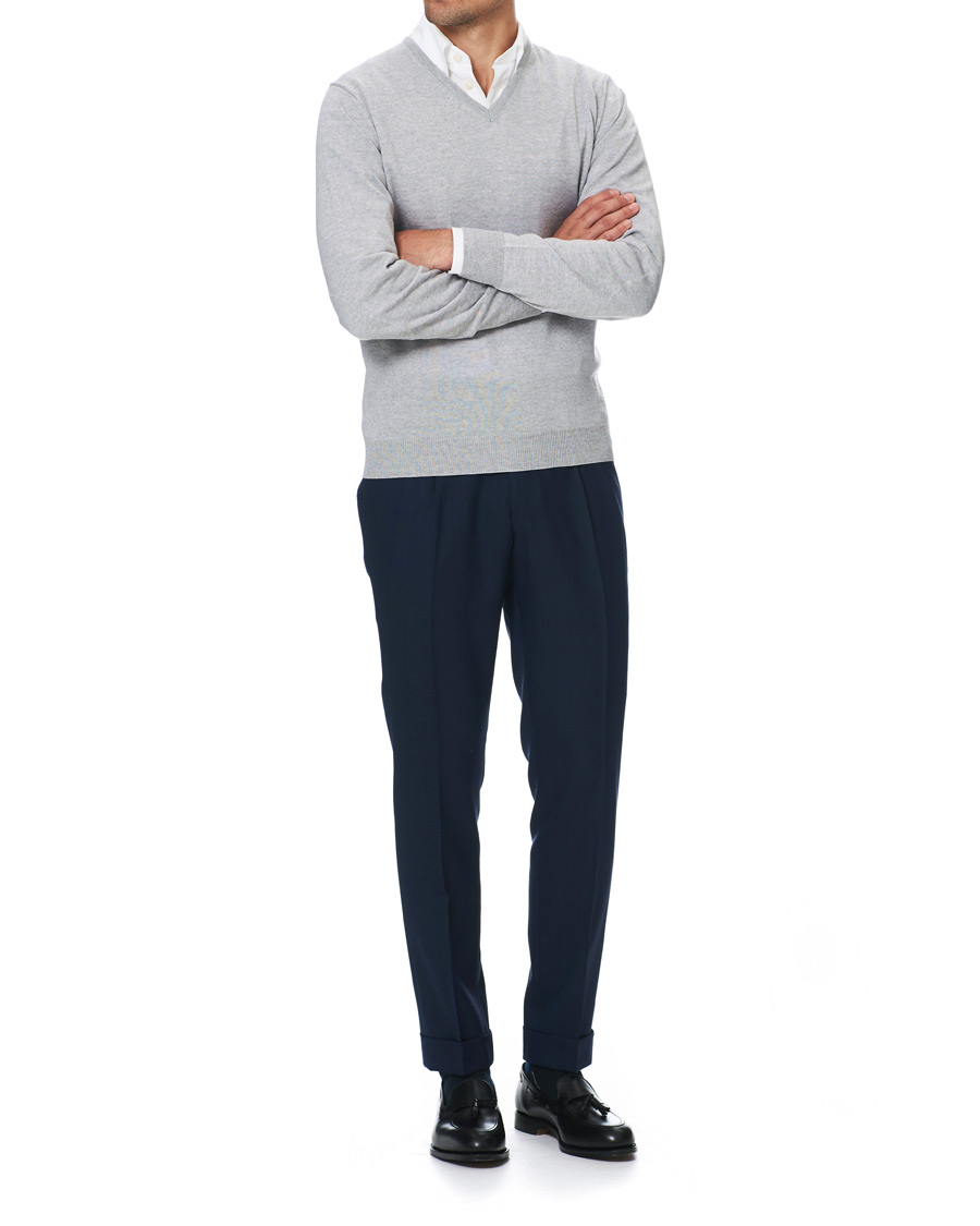 Herre | Gensere | Stenströms | Merino V- Neck Pullover Light Grey