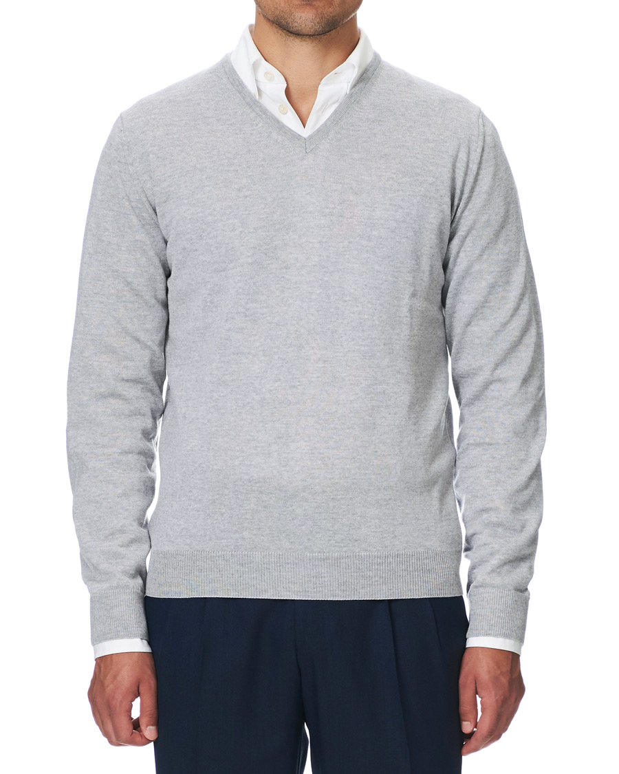 Herre | Gensere | Stenströms | Merino V- Neck Pullover Light Grey