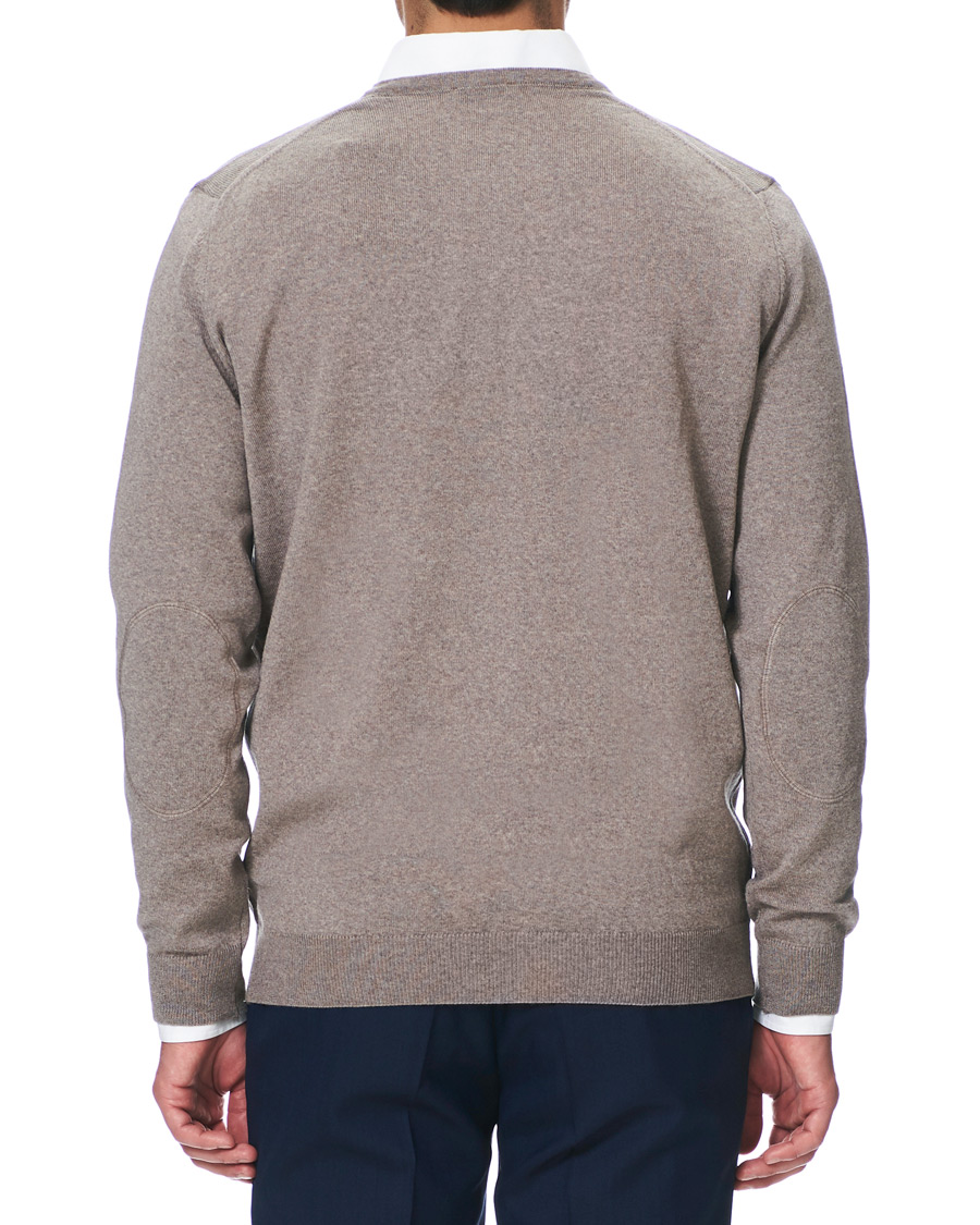 Herre | Gensere | Stenströms | Merino V- Neck Pullover Mud Brown