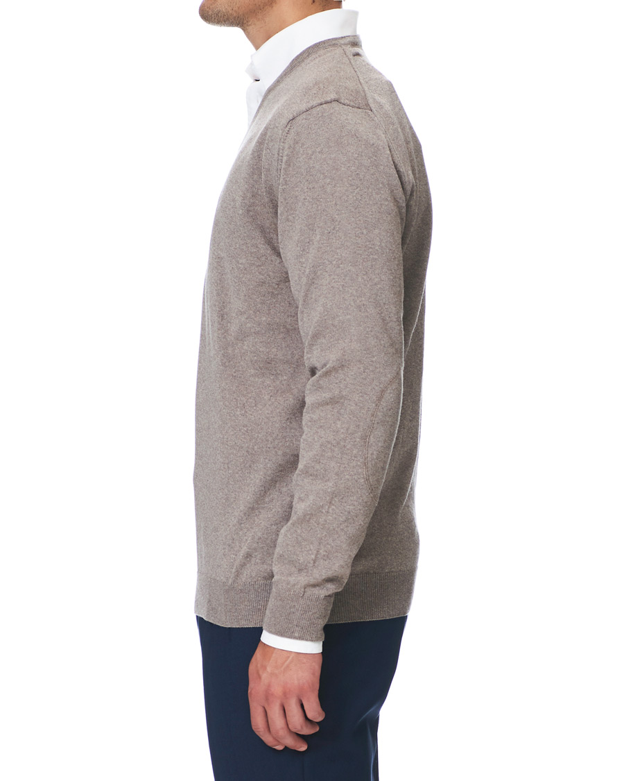 Herre | Gensere | Stenströms | Merino V- Neck Pullover Mud Brown