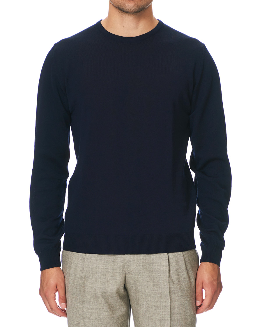 Herre | Gensere | Stenströms | Merino Crew Neck Pullover Navy