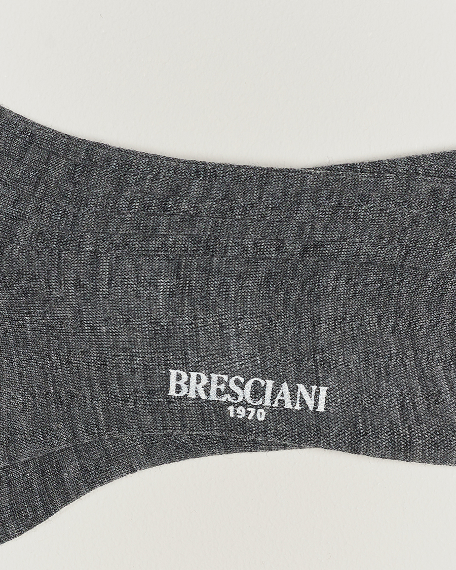 Herre | Vanlige sokker | Bresciani | Wool/Nylon Ribbed Short Socks Medium Grey