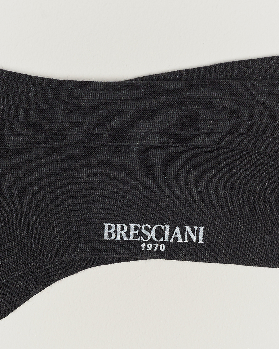 Herre | Sokker | Bresciani | Wool/Nylon Ribbed Short Socks Anthracite