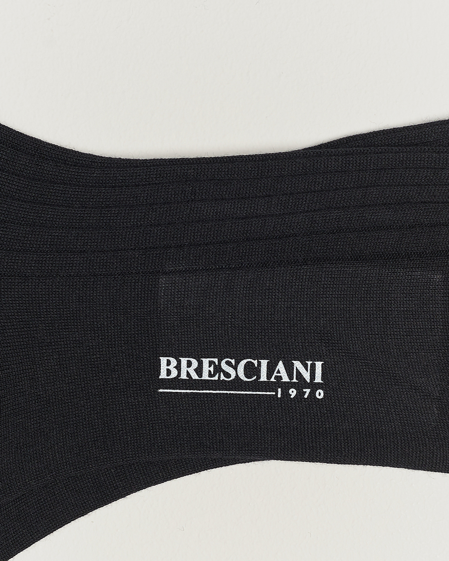 Herre | Vanlige sokker | Bresciani | Wool/Nylon Ribbed Short Socks Black
