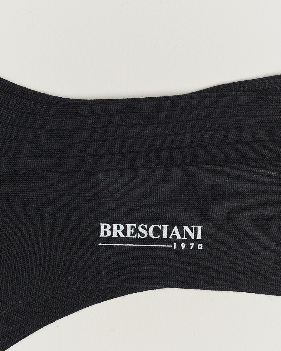 Herre | Sokker | Bresciani | Wool/Nylon Ribbed Short Socks Black