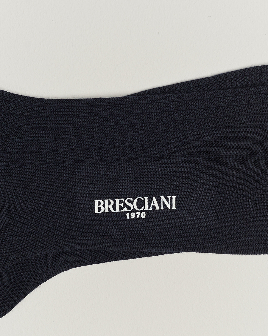 Herre | Undertøy | Bresciani | Wool/Nylon Ribbed Short Socks Navy