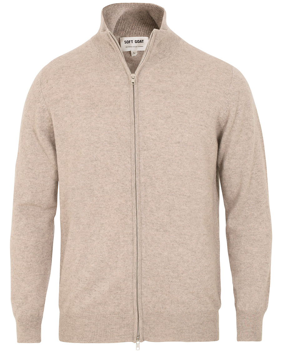Herre | Gensere | Soft Goat | Cashmere Full-zip Light Taupe