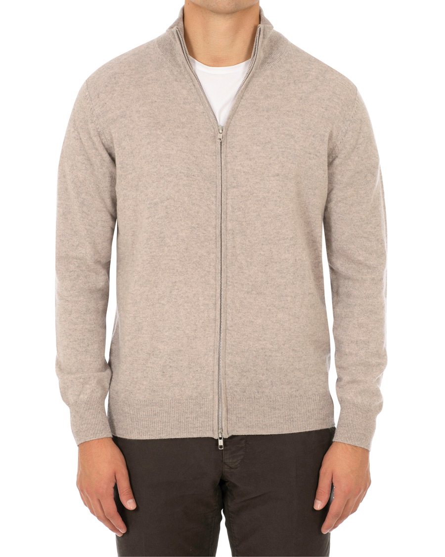 Herre | Gensere | Soft Goat | Cashmere Full-zip Light Taupe